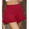 imagePRETTYGARDEN Shorts for Women Summer 2026 Beach Vacation Clothes Spring Elastic Waist Embroidered Ruffle Shorts with PocketsRed