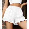 imagePRETTYGARDEN Shorts for Women Summer 2026 Beach Vacation Clothes Spring Elastic Waist Embroidered Ruffle Shorts with PocketsWhite