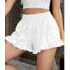 imagePRETTYGARDEN Shorts for Women Summer 2026 Beach Vacation Clothes Spring Elastic Waist Embroidered Ruffle Shorts with PocketsWhite