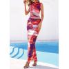 imagePRETTYGARDEN Summer Dresses for Women 2026 Sleeveless Bodycon Maxi Spring Mock Neck Tie Dye Mesh Cocktail Going Out DressFloral Pink Purple