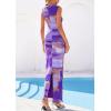 imagePRETTYGARDEN Summer Dresses for Women 2026 Sleeveless Bodycon Maxi Spring Mock Neck Tie Dye Mesh Cocktail Going Out DressFloral Purple