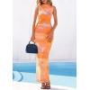 imagePRETTYGARDEN Summer Dresses for Women 2026 Sleeveless Bodycon Maxi Spring Mock Neck Tie Dye Mesh Cocktail Going Out DressFloral Yellow