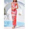 imagePRETTYGARDEN Summer Dresses for Women 2026 Sleeveless Bodycon Maxi Spring Mock Neck Tie Dye Mesh Cocktail Going Out DressPink Floral