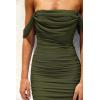 imagePRETTYGARDEN Summer Off The Shoulder Ruched Bodycon Dresses Sleeveless Sexy Party Club Midi DressArmy Green