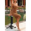 imagePRETTYGARDEN Summer Off The Shoulder Ruched Bodycon Dresses Sleeveless Sexy Party Club Midi DressBrown