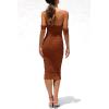 imagePRETTYGARDEN Summer Off The Shoulder Ruched Bodycon Dresses Sleeveless Sexy Party Club Midi DressCaramel