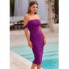 imagePRETTYGARDEN Summer Off The Shoulder Ruched Bodycon Dresses Sleeveless Sexy Party Club Midi DressDark Purple