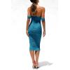 imagePRETTYGARDEN Summer Off The Shoulder Ruched Bodycon Dresses Sleeveless Sexy Party Club Midi DressLake Blue