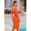 imagePRETTYGARDEN Summer Off The Shoulder Ruched Bodycon Dresses Sleeveless Sexy Party Club Midi DressOrange