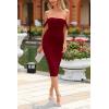 imagePRETTYGARDEN Summer Off The Shoulder Ruched Bodycon Dresses Sleeveless Sexy Party Club Midi DressWine Red