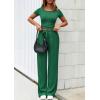 imagePRETTYGARDEN Womens 2 Piece Outfits Summer 2026 Ribbed Knit Button Short Sleeve Tops Casual Wide Leg Pants Lounge SetsGreen