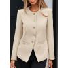 imagePRETTYGARDEN Womens 2026 Fall Blazers Button Down Fitted Lightweight Dressy Work Suit Jackets Trendy Business Casual OutfitsBeige