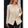 imagePRETTYGARDEN Womens 2026 Fall Blazers Button Down Fitted Lightweight Dressy Work Suit Jackets Trendy Business Casual OutfitsBeige