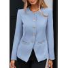 imagePRETTYGARDEN Womens 2026 Fall Blazers Button Down Fitted Lightweight Dressy Work Suit Jackets Trendy Business Casual OutfitsBlue