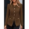 imagePRETTYGARDEN Womens 2026 Fall Blazers Button Down Fitted Lightweight Dressy Work Suit Jackets Trendy Business Casual OutfitsBrown