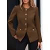 imagePRETTYGARDEN Womens 2026 Fall Blazers Button Down Fitted Lightweight Dressy Work Suit Jackets Trendy Business Casual OutfitsBrown