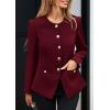 imagePRETTYGARDEN Womens 2026 Fall Blazers Button Down Fitted Lightweight Dressy Work Suit Jackets Trendy Business Casual OutfitsBurgundy