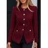 imagePRETTYGARDEN Womens 2026 Fall Blazers Button Down Fitted Lightweight Dressy Work Suit Jackets Trendy Business Casual OutfitsBurgundy