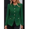 imagePRETTYGARDEN Womens 2026 Fall Blazers Button Down Fitted Lightweight Dressy Work Suit Jackets Trendy Business Casual OutfitsDark Green