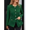 imagePRETTYGARDEN Womens 2026 Fall Blazers Button Down Fitted Lightweight Dressy Work Suit Jackets Trendy Business Casual OutfitsDark Green