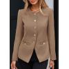 imagePRETTYGARDEN Womens 2026 Fall Blazers Button Down Fitted Lightweight Dressy Work Suit Jackets Trendy Business Casual OutfitsKhaki