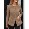 imagePRETTYGARDEN Womens 2026 Fall Blazers Button Down Fitted Lightweight Dressy Work Suit Jackets Trendy Business Casual OutfitsKhaki