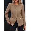 imagePRETTYGARDEN Womens 2026 Fall Blazers Button Down Fitted Lightweight Dressy Work Suit Jackets Trendy Business Casual OutfitsKhaki