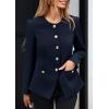 imagePRETTYGARDEN Womens 2026 Fall Blazers Button Down Fitted Lightweight Dressy Work Suit Jackets Trendy Business Casual OutfitsNavy Blue