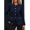imagePRETTYGARDEN Womens 2026 Fall Blazers Button Down Fitted Lightweight Dressy Work Suit Jackets Trendy Business Casual OutfitsNavy Blue