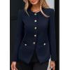 imagePRETTYGARDEN Womens 2026 Fall Blazers Button Down Fitted Lightweight Dressy Work Suit Jackets Trendy Business Casual OutfitsNavy Blue
