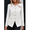 imagePRETTYGARDEN Womens 2026 Fall Blazers Button Down Fitted Lightweight Dressy Work Suit Jackets Trendy Business Casual OutfitsWhite