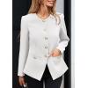 imagePRETTYGARDEN Womens 2026 Fall Blazers Button Down Fitted Lightweight Dressy Work Suit Jackets Trendy Business Casual OutfitsWhite