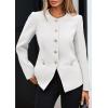 imagePRETTYGARDEN Womens 2026 Fall Blazers Button Down Fitted Lightweight Dressy Work Suit Jackets Trendy Business Casual OutfitsWhite
