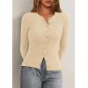 imagePRETTYGARDEN Womens 2026 Fall Cardigan Sweaters Lightweight Long Sleeve Button up Ribbed Knit Tops Winter Fashion ClothesBeige