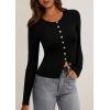 imagePRETTYGARDEN Womens 2026 Fall Cardigan Sweaters Lightweight Long Sleeve Button up Ribbed Knit Tops Winter Fashion ClothesBlack