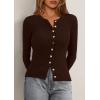 imagePRETTYGARDEN Womens 2026 Fall Cardigan Sweaters Lightweight Long Sleeve Button up Ribbed Knit Tops Winter Fashion ClothesBrown