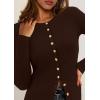 imagePRETTYGARDEN Womens 2026 Fall Cardigan Sweaters Lightweight Long Sleeve Button up Ribbed Knit Tops Winter Fashion ClothesBrown