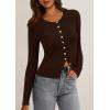 imagePRETTYGARDEN Womens 2026 Fall Cardigan Sweaters Lightweight Long Sleeve Button up Ribbed Knit Tops Winter Fashion ClothesBrown