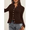 imagePRETTYGARDEN Womens 2026 Fall Cardigan Sweaters Lightweight Long Sleeve Button up Ribbed Knit Tops Winter Fashion ClothesBrown