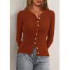 imagePRETTYGARDEN Womens 2026 Fall Cardigan Sweaters Lightweight Long Sleeve Button up Ribbed Knit Tops Winter Fashion ClothesCaramel