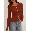 imagePRETTYGARDEN Womens 2026 Fall Cardigan Sweaters Lightweight Long Sleeve Button up Ribbed Knit Tops Winter Fashion ClothesCaramel