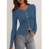 imagePRETTYGARDEN Womens 2026 Fall Cardigan Sweaters Lightweight Long Sleeve Button up Ribbed Knit Tops Winter Fashion ClothesDusty Blue