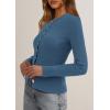 imagePRETTYGARDEN Womens 2026 Fall Cardigan Sweaters Lightweight Long Sleeve Button up Ribbed Knit Tops Winter Fashion ClothesDusty Blue
