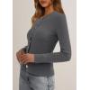 imagePRETTYGARDEN Womens 2026 Fall Cardigan Sweaters Lightweight Long Sleeve Button up Ribbed Knit Tops Winter Fashion ClothesGrey
