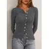 imagePRETTYGARDEN Womens 2026 Fall Cardigan Sweaters Lightweight Long Sleeve Button up Ribbed Knit Tops Winter Fashion ClothesGrey