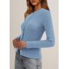 imagePRETTYGARDEN Womens 2026 Fall Cardigan Sweaters Lightweight Long Sleeve Button up Ribbed Knit Tops Winter Fashion ClothesLight Blue