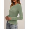 imagePRETTYGARDEN Womens 2026 Fall Cardigan Sweaters Lightweight Long Sleeve Button up Ribbed Knit Tops Winter Fashion ClothesLight Green