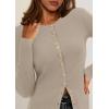 imagePRETTYGARDEN Womens 2026 Fall Cardigan Sweaters Lightweight Long Sleeve Button up Ribbed Knit Tops Winter Fashion ClothesOatmeal