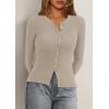 imagePRETTYGARDEN Womens 2026 Fall Cardigan Sweaters Lightweight Long Sleeve Button up Ribbed Knit Tops Winter Fashion ClothesOatmeal