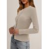 imagePRETTYGARDEN Womens 2026 Fall Cardigan Sweaters Lightweight Long Sleeve Button up Ribbed Knit Tops Winter Fashion ClothesOatmeal